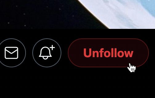 a mouse hovering over an unfollow button