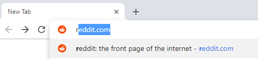 reddit.com auto-completed in address bar