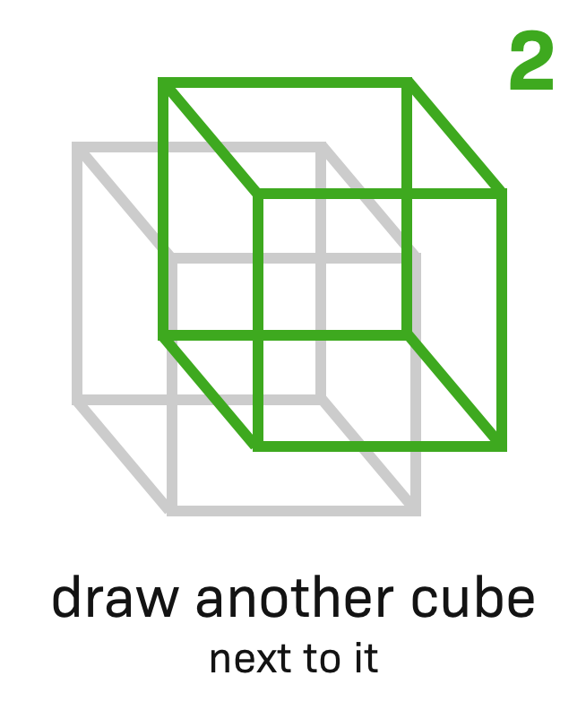 Step 2: Draw another square, nearby and offset the first square.
