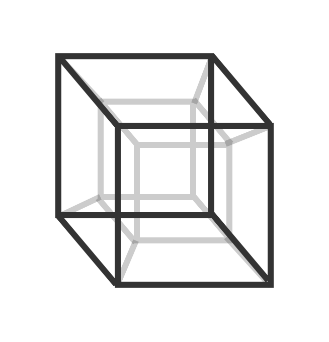 Another perspective on a hypercube: the second cube is smaller and inside the first.